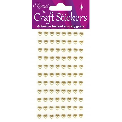 Eleganza Craft Stickers 6mm x 88 Pearl Hearts Gold