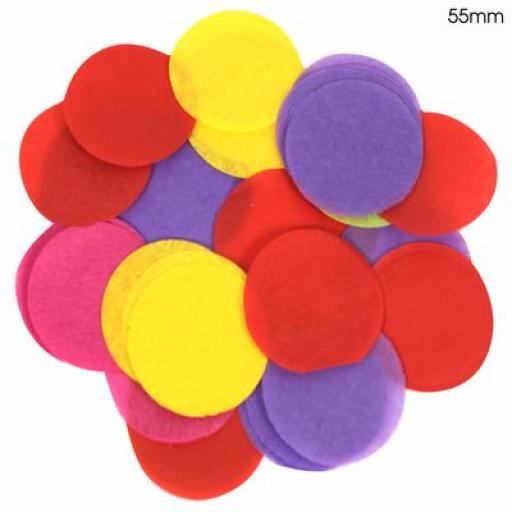 Oaktree Tissue Paper Confetti Flame Retardant Round 55mm x 100g Mixed colours.