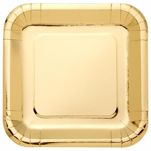 Metallic Gold Square Plates 23cm