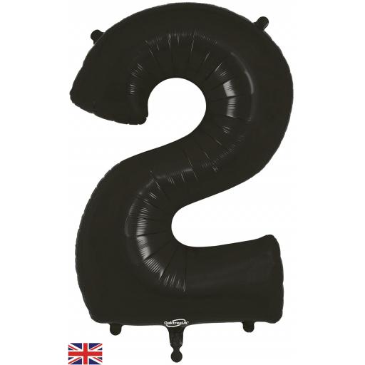 34" Number 2 Black Foil Balloon