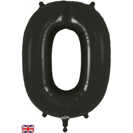 34" Number 0 Black Foil Balloon