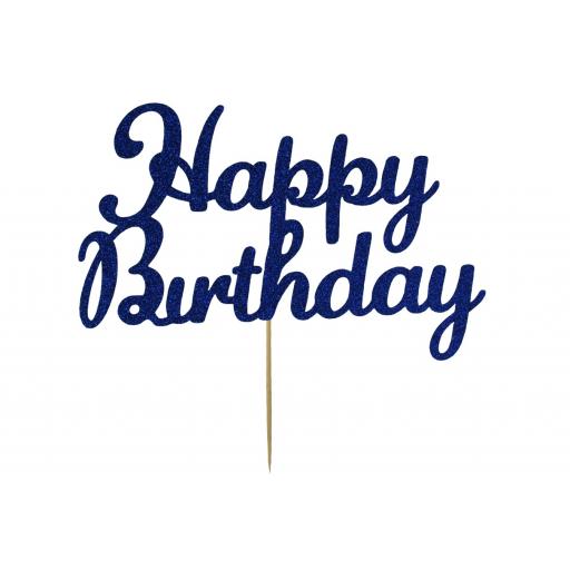 CAKE TOPPER - HAPPY BIRTHDAY - NAVY BLUE