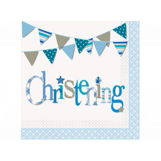 Blue Bunting Christening Napkins