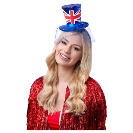 Union Jack Mini Sequin Top Hat