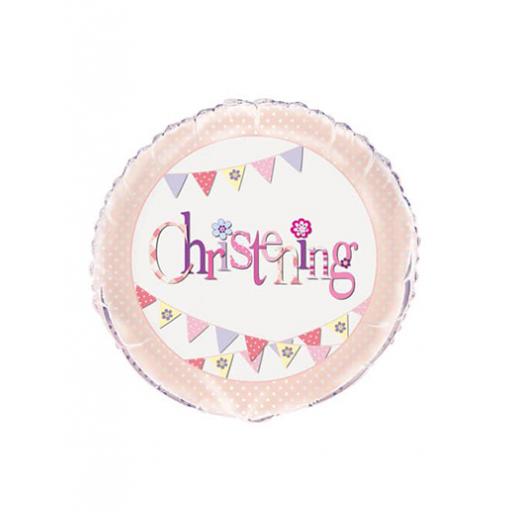 PINK CHRISTENING BALLOON - 18" FOIL