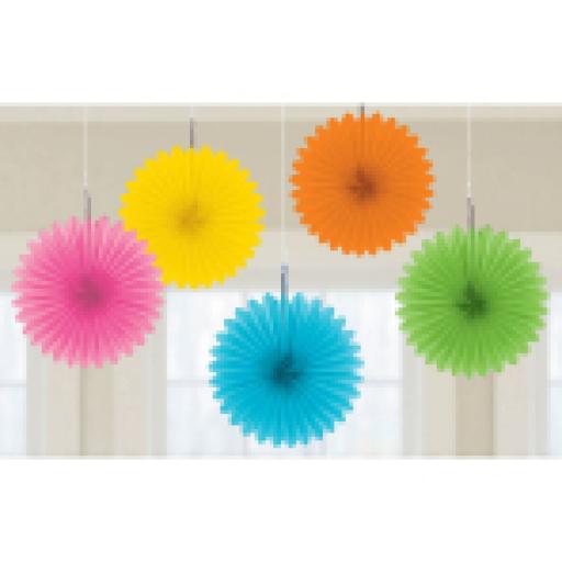 Multi Colour Mini Paper Fans 15cm