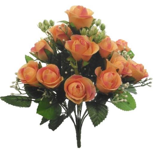 35cm ROSEBUD BUSH WITH GYP PEACH