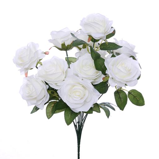 42cm LARGE OPEN ROSE BUSH IVORY