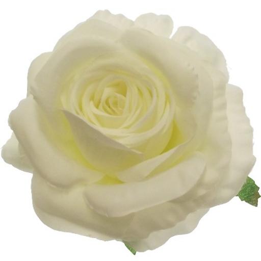 SINGLE ROSE FLOWER HEAD IVORY X 12pcs