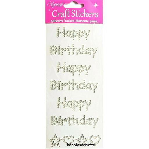 Stickers 73mm Diamante Happy Birthday