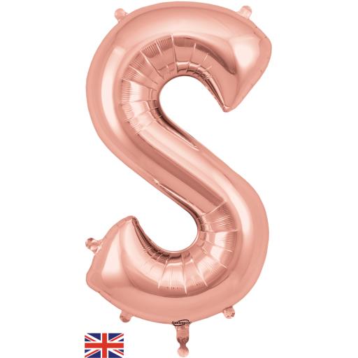 34" Letter S Rose Gold Foil Balloon