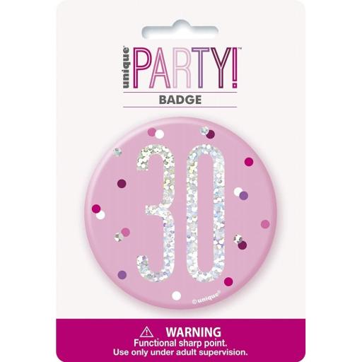 Glitz Pink 30th Badge