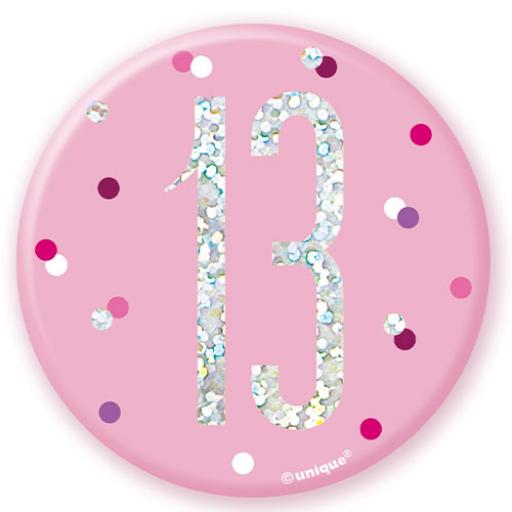 13 Holographic Birthday Badge 7cm