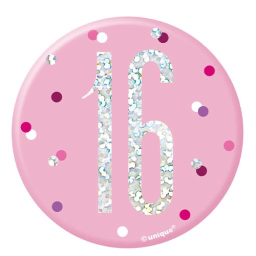 16 Holographic Birthday Badge 7cm