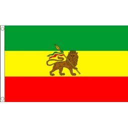Ethiopia Lion Rasta Flag Print Badge Patch - Embroidered Iron-On/Sew-On