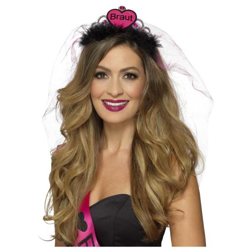 Braut Tiara, Pink & Black