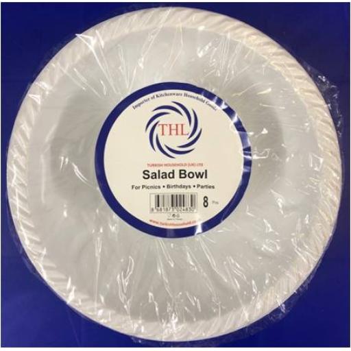 White Plastic Salad Bowls 8 Pieces