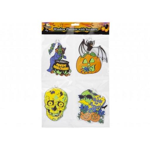 Halloween Window Plaques With Suckers 4 Per Pack