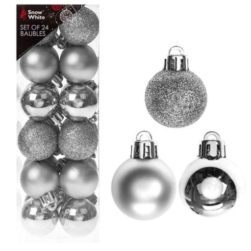 SHATCHI Christmas Baubles 12 Pcs 3CM Silver