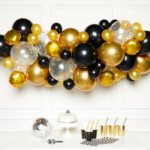 Black Gold & Silver DIY Garland Latex Balloon Kits