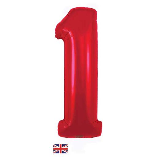 34" Number 1 Red Foil Balloons