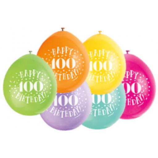FANTASIA 12 INCH LATEX 100TH BIRTHDAY BALLOONS