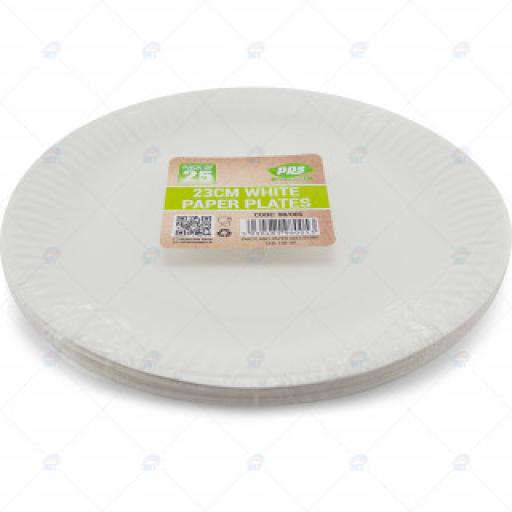 25pk White Paper Plates 23cm