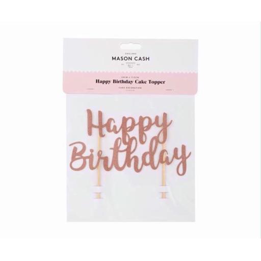 Rose Gold Happy Birthday Cake Topper