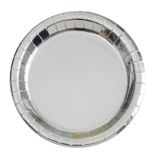 Silver Metallic Paper Plates 17.1cm 8pk