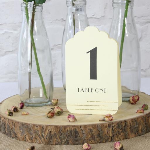 Ivory with Gold Glitter Table Numbers 1-12