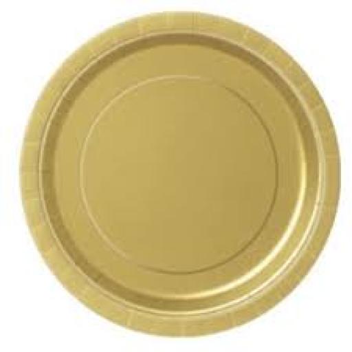 Gold Metallic Paper Plates 21.9cm 8pk