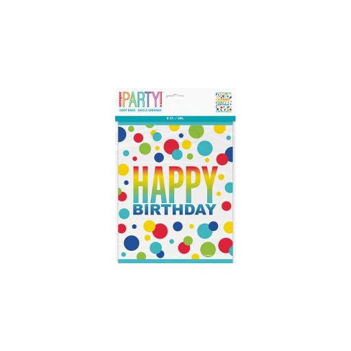 Loot Bags Birthday Rainbow Spots Pk8