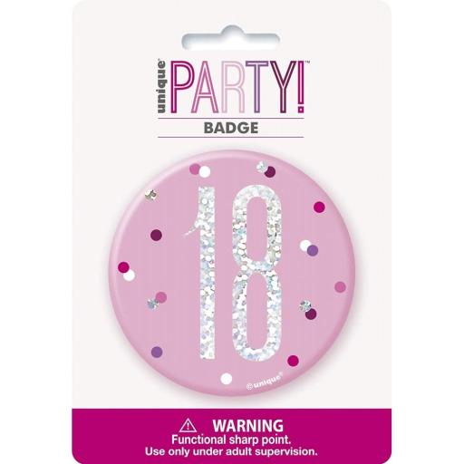 Glitz Pink 18th Badge 3"