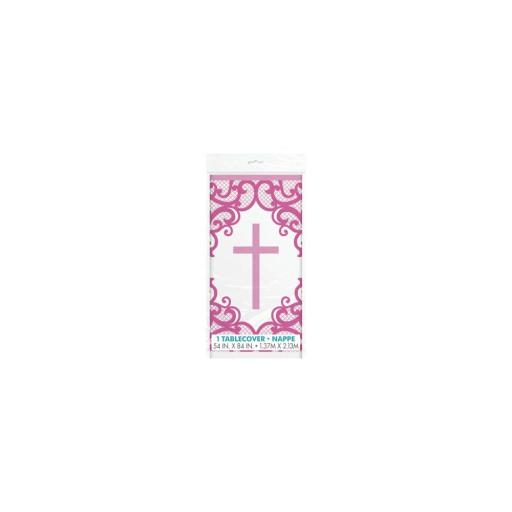 UNIQUE PARTYPink Cross Tablecover 54"