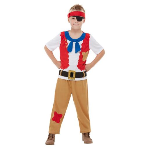 Horrible Histories Pirate Crew Costume, Red Medium Size