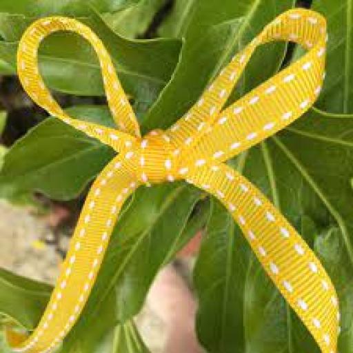 Yellow & White Saddle Stitch Grosgrain Ribbon 12mm x 1m