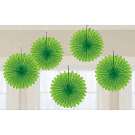 Kiwi Green Mini Paper Fans - 15.2cm