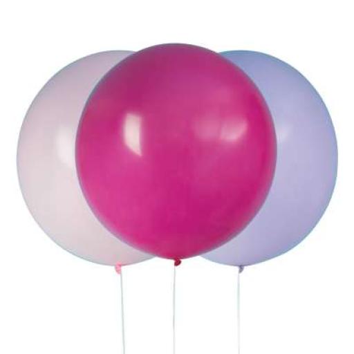 Pack Of 3 Pink & Purple Giant Latex Balloons