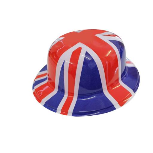 Union Jack Plastic Bowler Hat Glossy