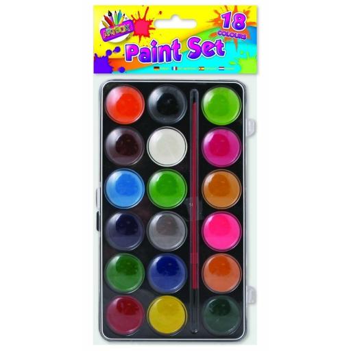 18 Colour Paint Box With Brush