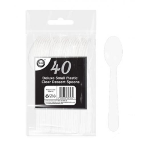 40Pc Deluxe Small Plastic Clear Dessert Spoons