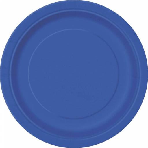 Round Royal Blue Plates (small) 8 Ct