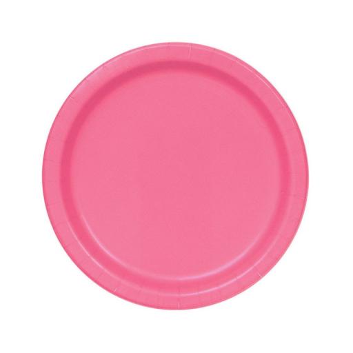 Round Hot Pink Plates (small) 8 Ct