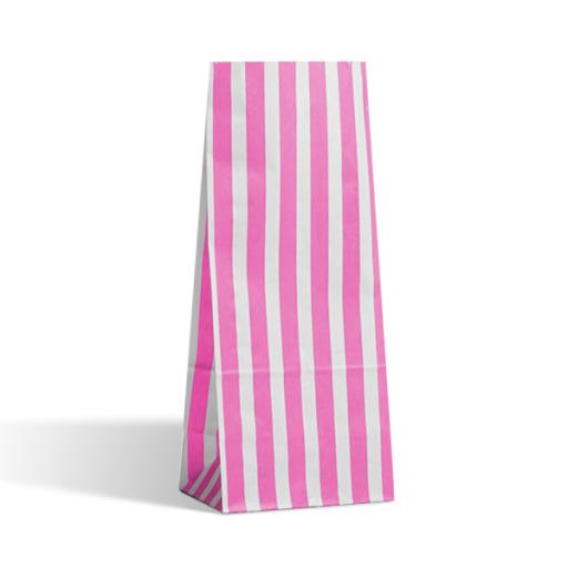 12 Pink Stripe Paper Bags