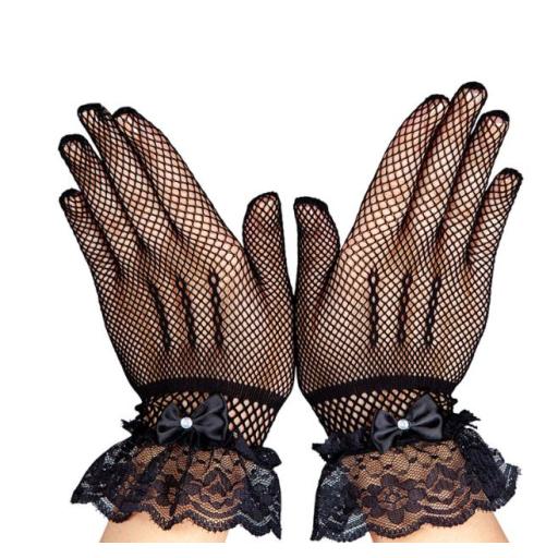 Fishnet Gloves with Lace & Diamantes