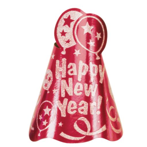 Glitter Foil Cone Red Hats 23cm