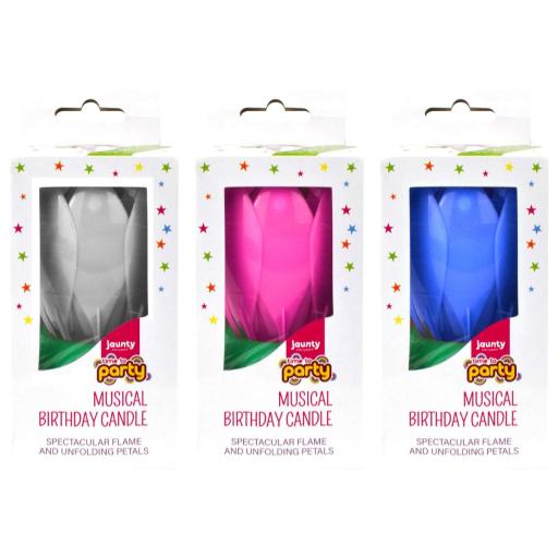 Flower Musical Birthday Candle, Assorted Colours