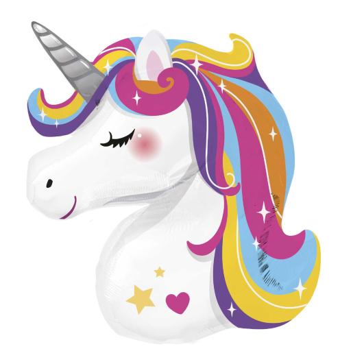 Bright Rainbow Unicorn Large Shape Foil Balloons 70cm x 78cm