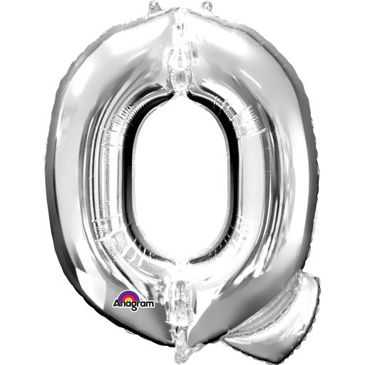 Letter Q Silver Air Filled Foil Balloon 14''