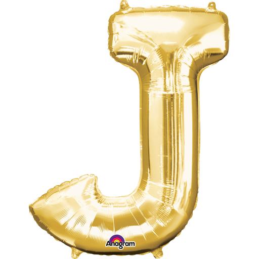 Balloon Air-Filled Letter  J Gold 16 inch